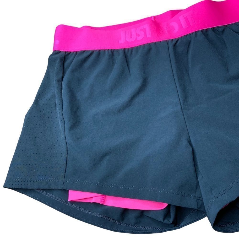 NIKE Dri Fit Black Pink Lined Running Shorts Size XS - Picture 2 of 11